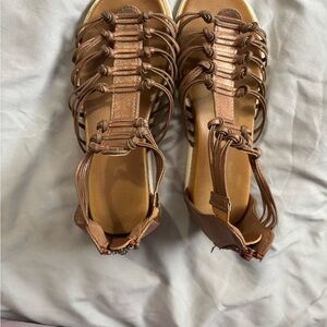 MIA Brown Gladiator Sandals with Woven Straps